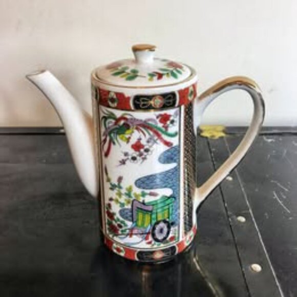 Pearl China Porcelain w/Gold Trim Tea Coffee Pot 3 Cups or 24 OZ Very Good Used - Picture 9 of 9